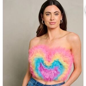 Tulle ruffle top multicolor